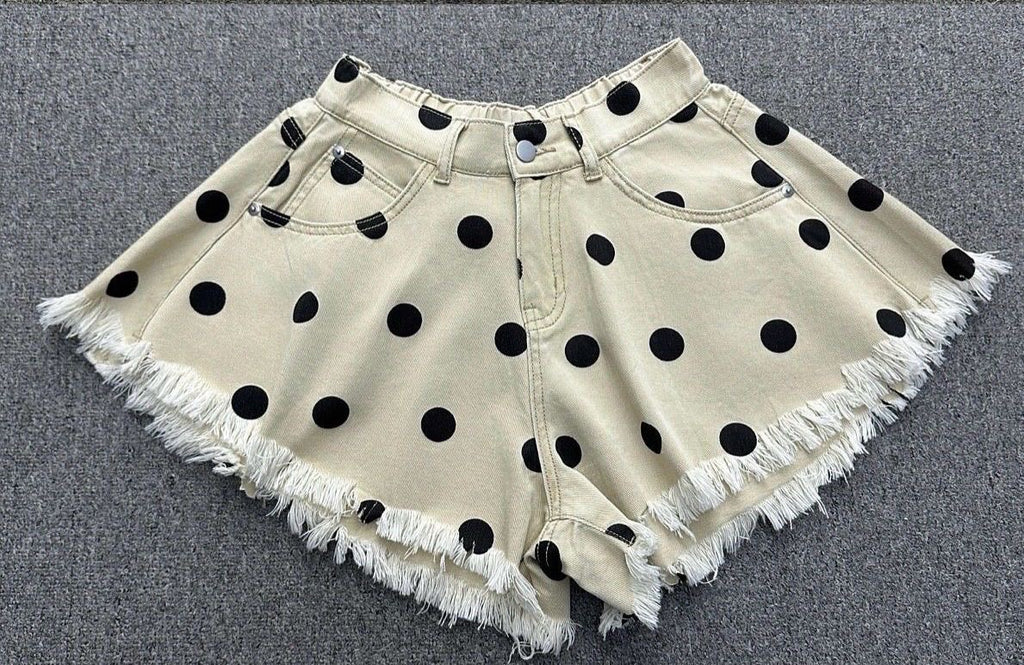 Polka Dots Denim Shorts