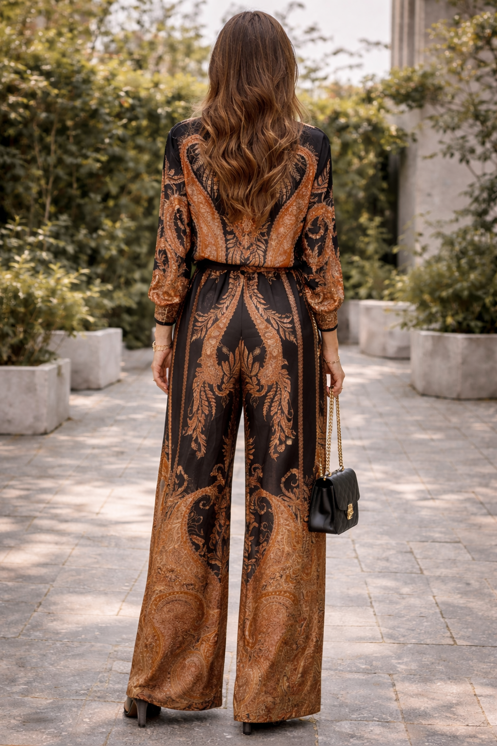 Luxe Paisley Print Shirt and Palazzo Pants Set