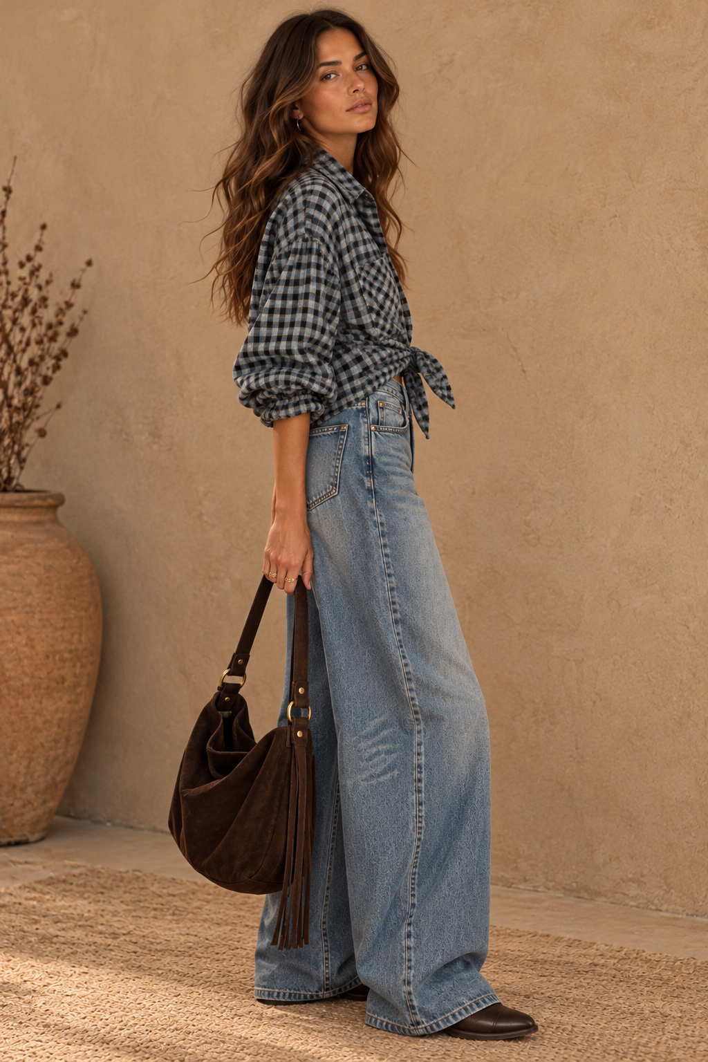 Silver Mist Plaid Wool-Cotton Shirt