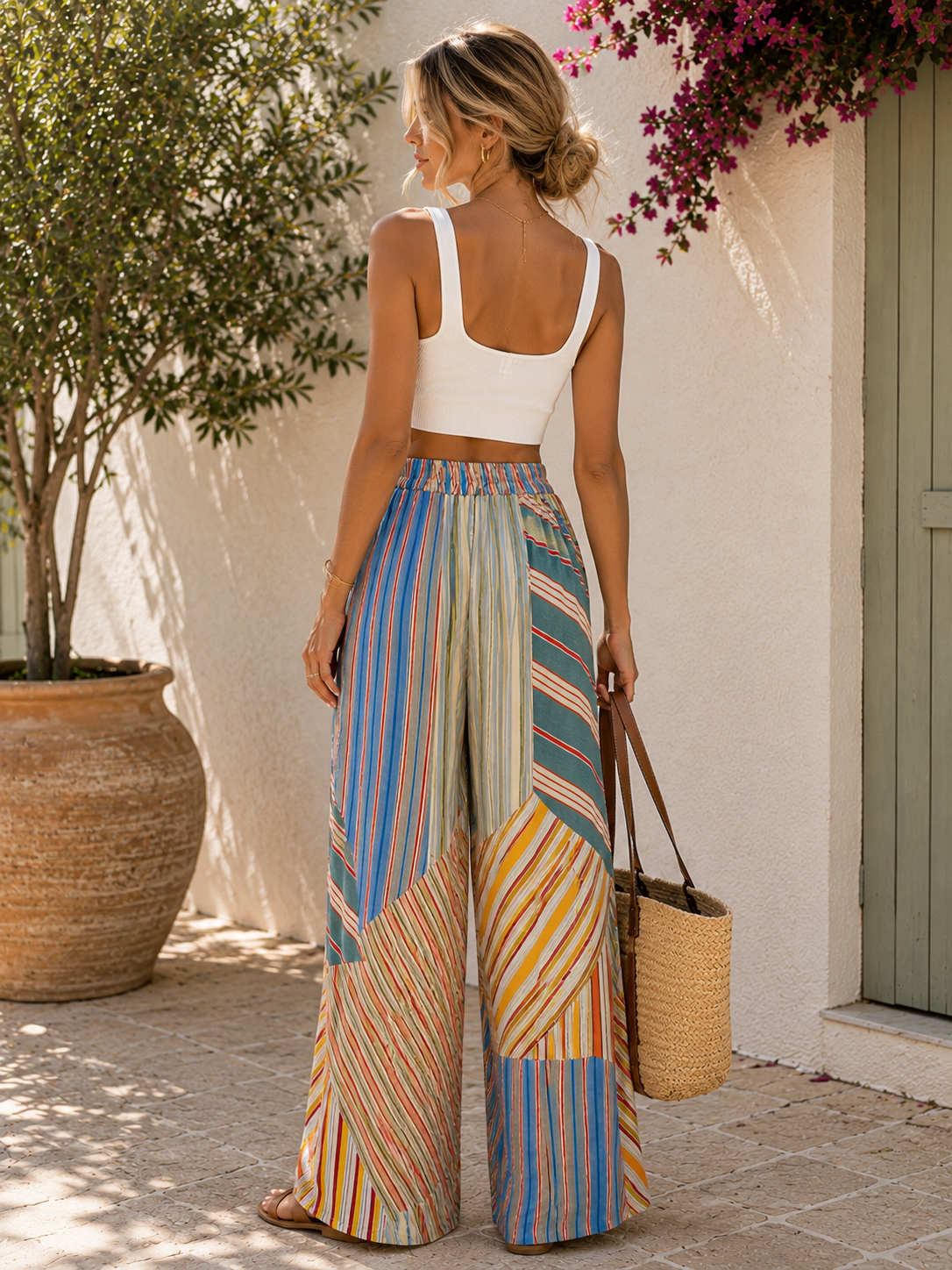 Mixed Linen Stripes Pants