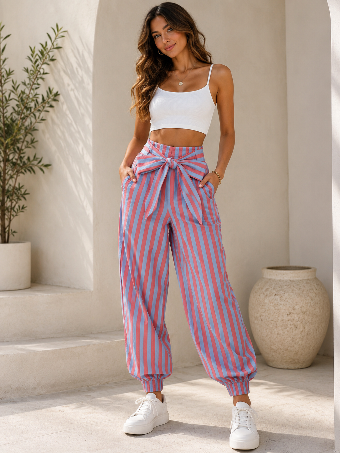 Striped ribbon pants