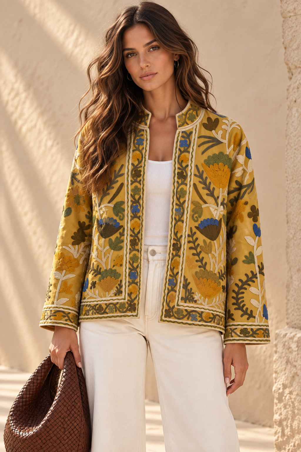 The Floriana Mustard Botanical Jacket