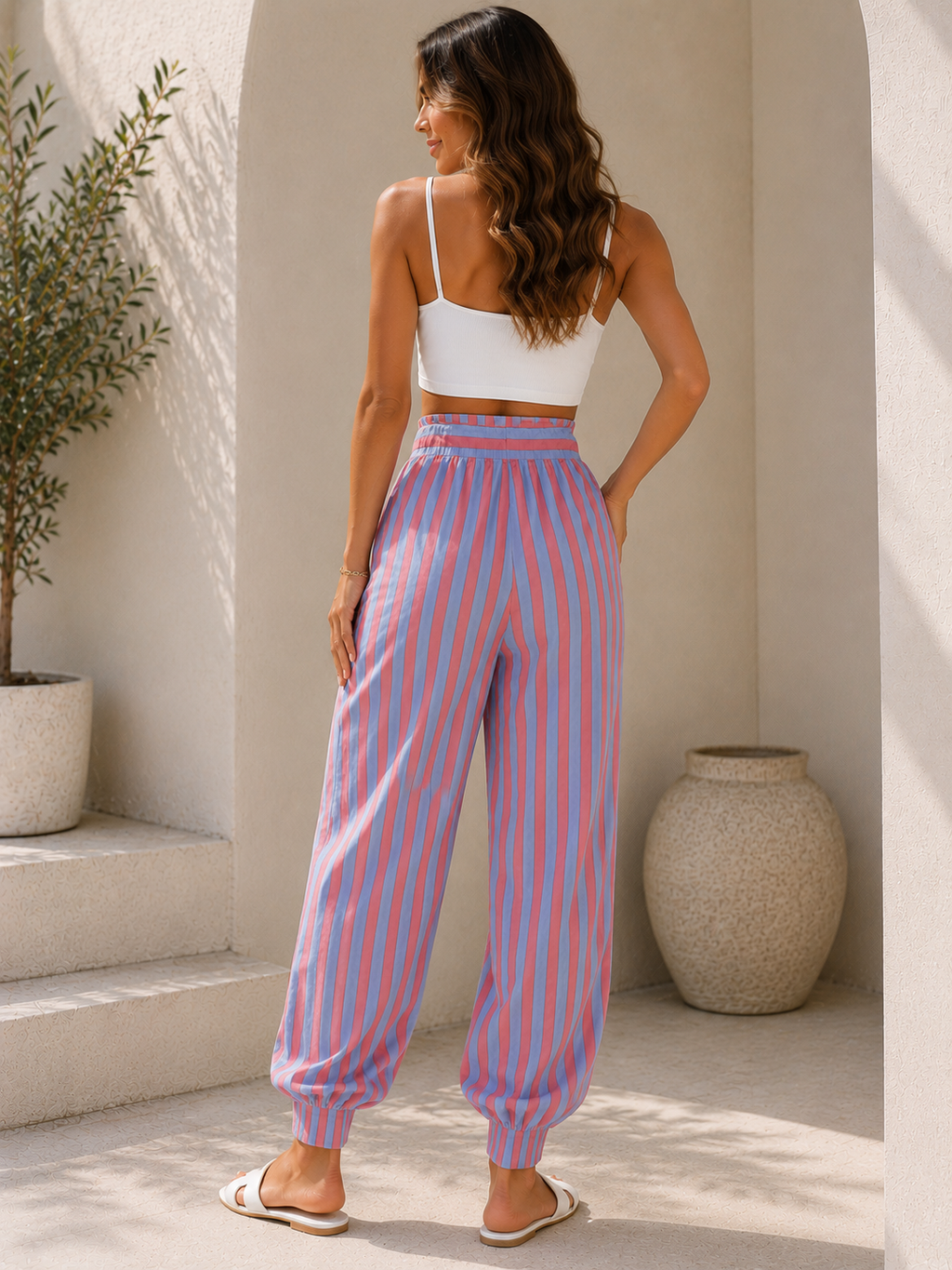 Striped ribbon pants
