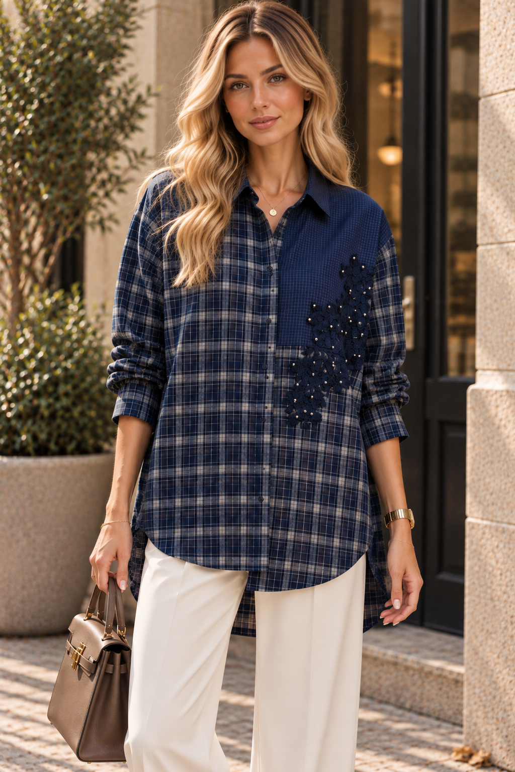 Embroidered Plaid Shirt