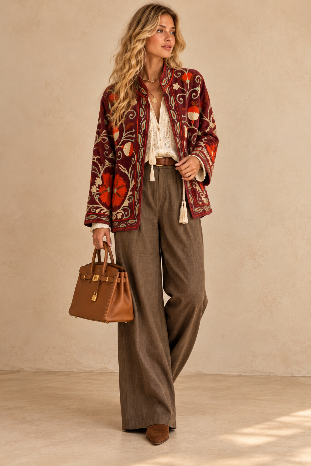 The Rosabella Burgundy Floral Embroidered Jacket