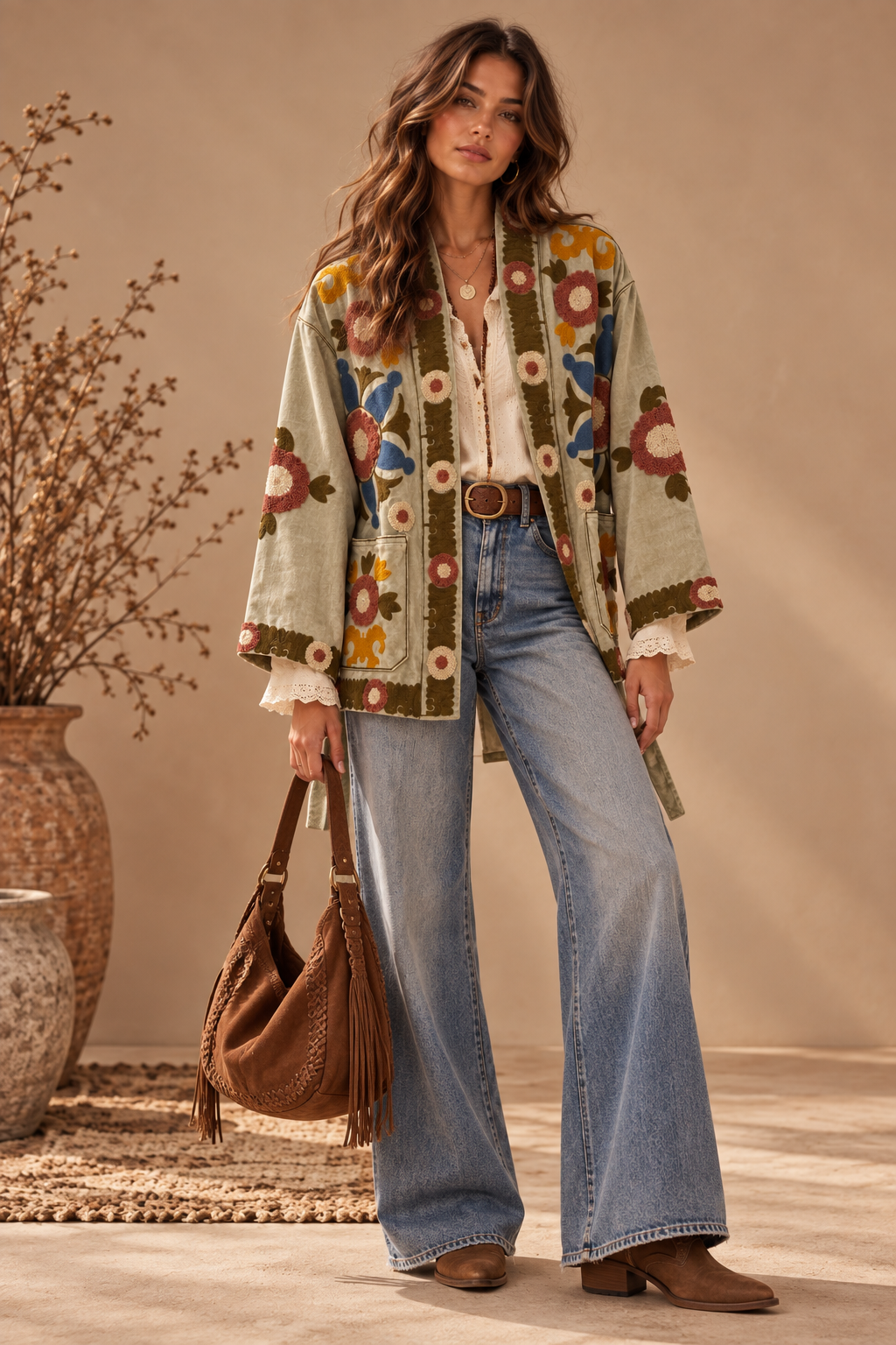 Wildflower Embroidered Suede Jacket
