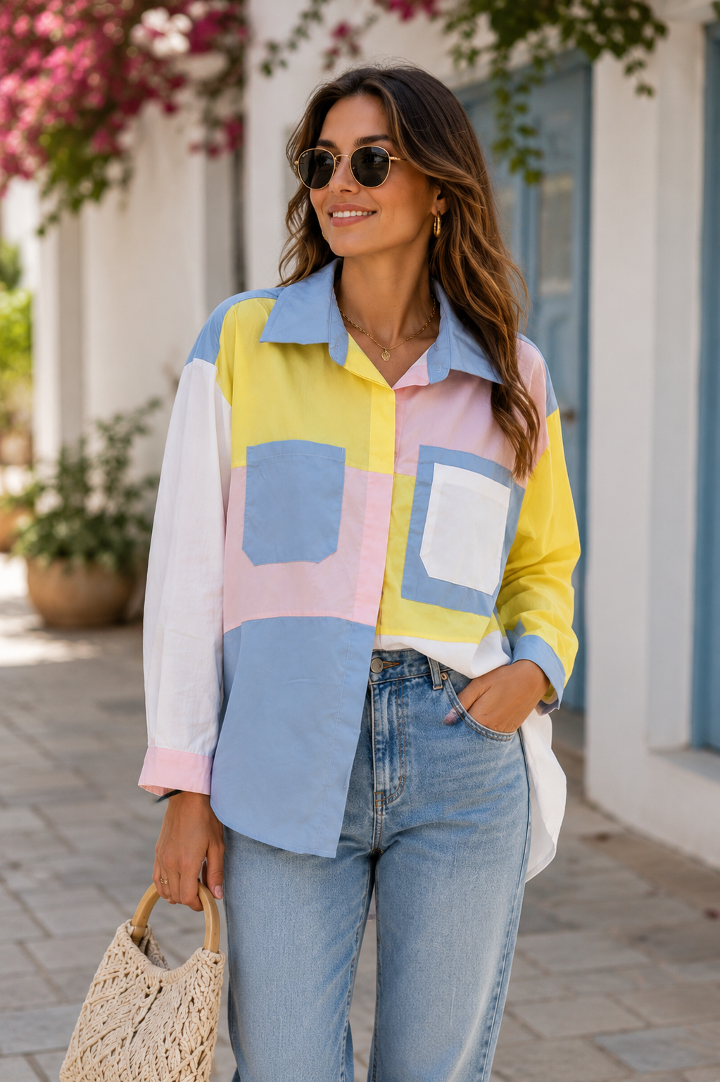 Colour Block Long Sleeve Shirt
