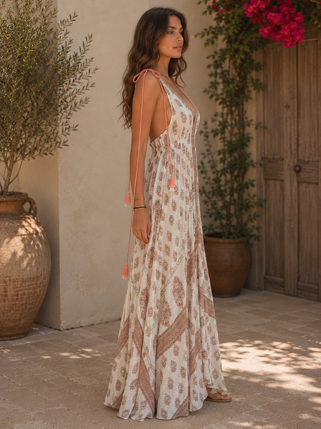 Halter backless dress