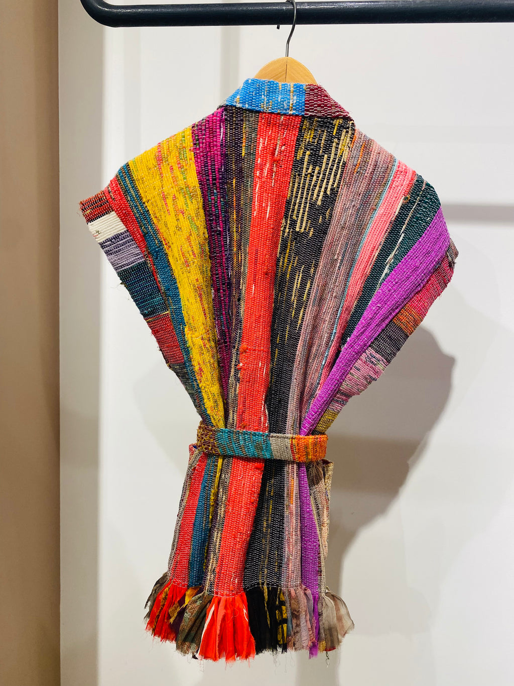 Colorful Patchwork Kimono with Tassel Belt