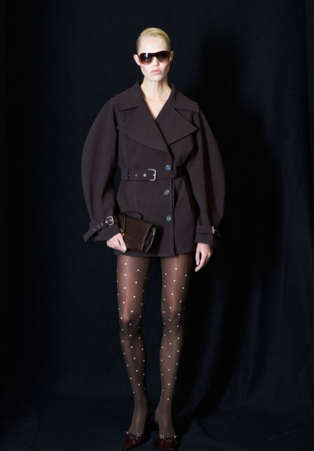 Burgundy Belted Structured Coat