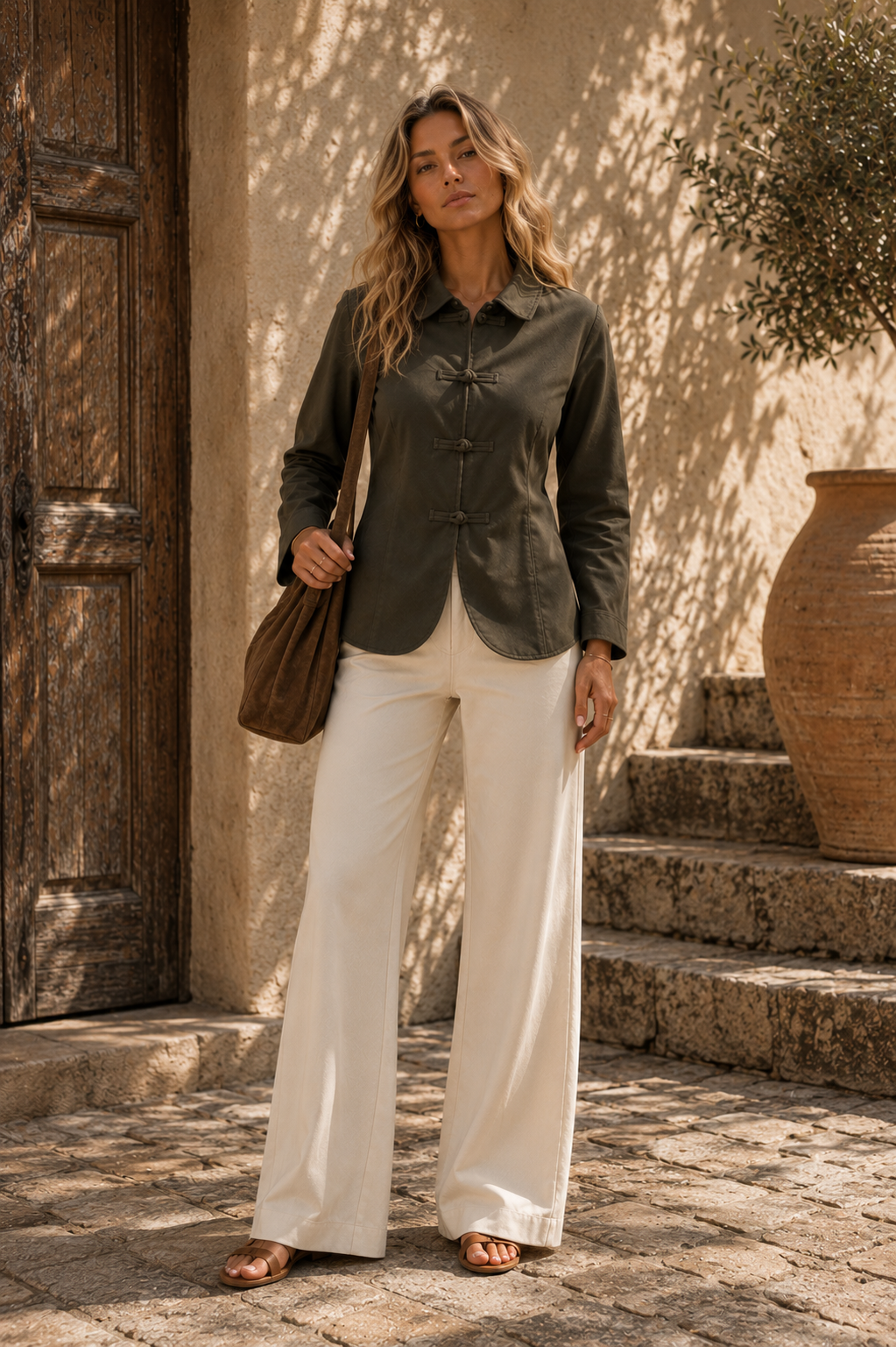 Olive Frog-Clasp Jacket