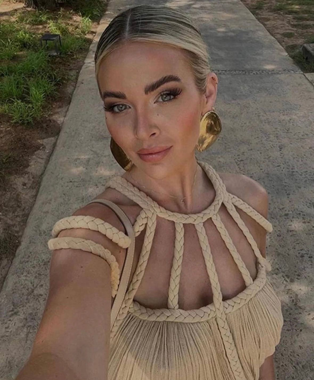 Beige Linen Dress