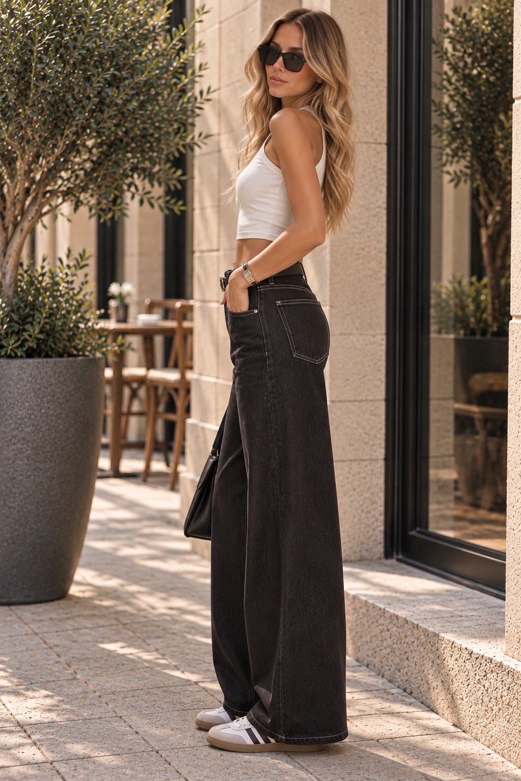 Black Wide-Leg Denim