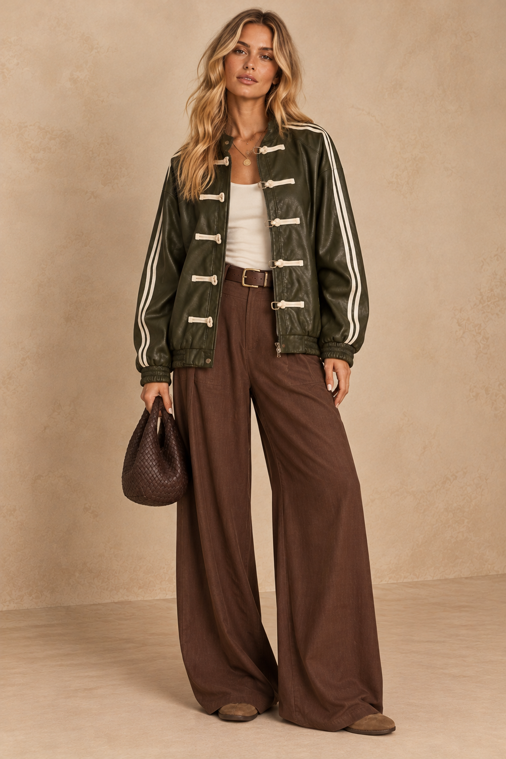 Military Leather Bomber Jacket