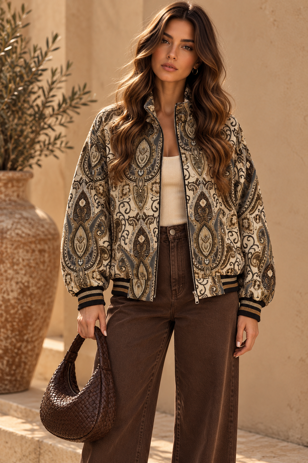 The Aurelia Jacquard Bomber Jacket