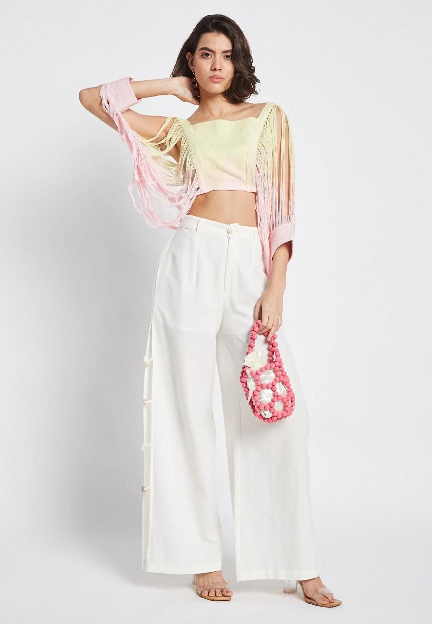 Beaded Side-Split Beach Pants