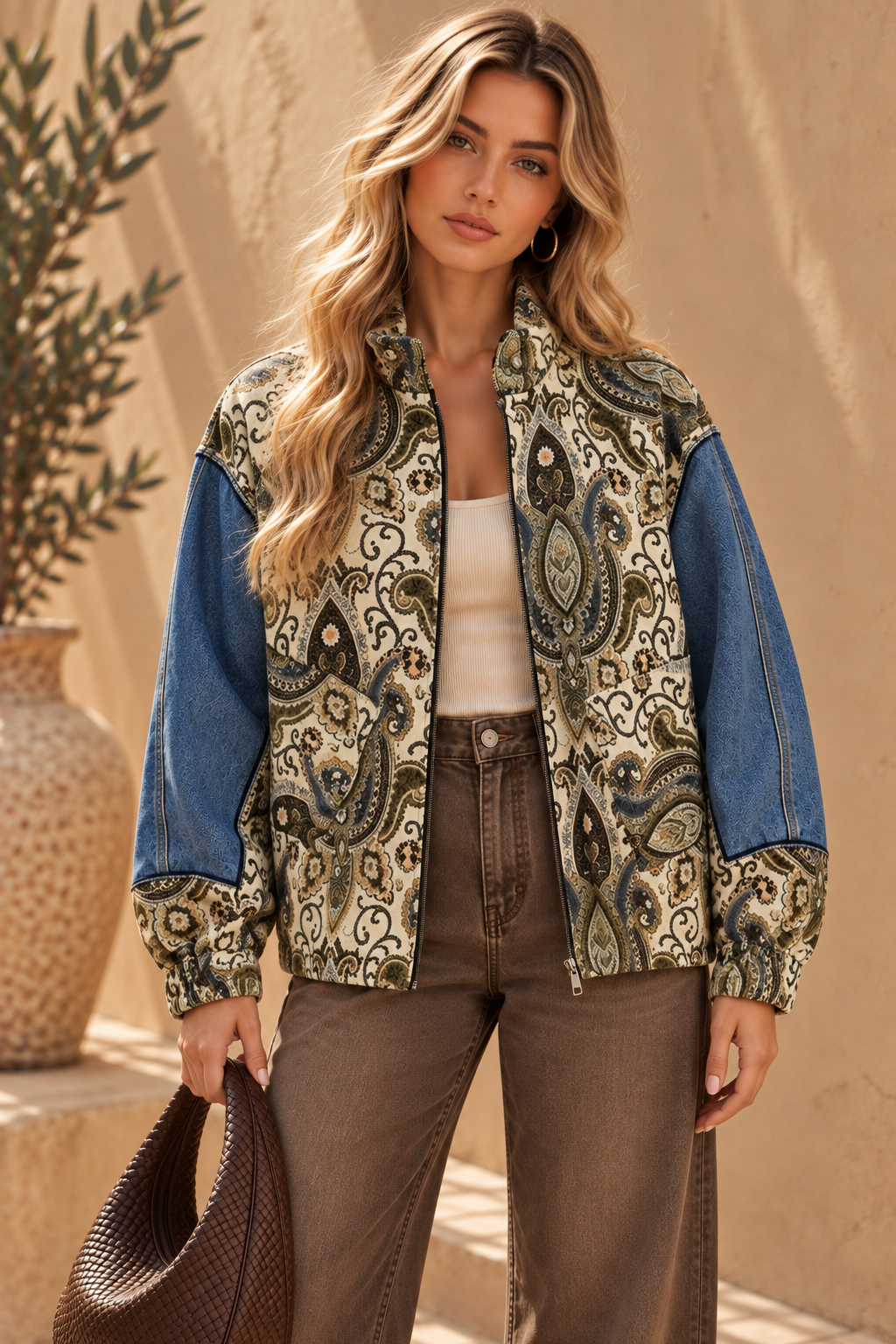 The Althea Denim & Jacquard Jacket