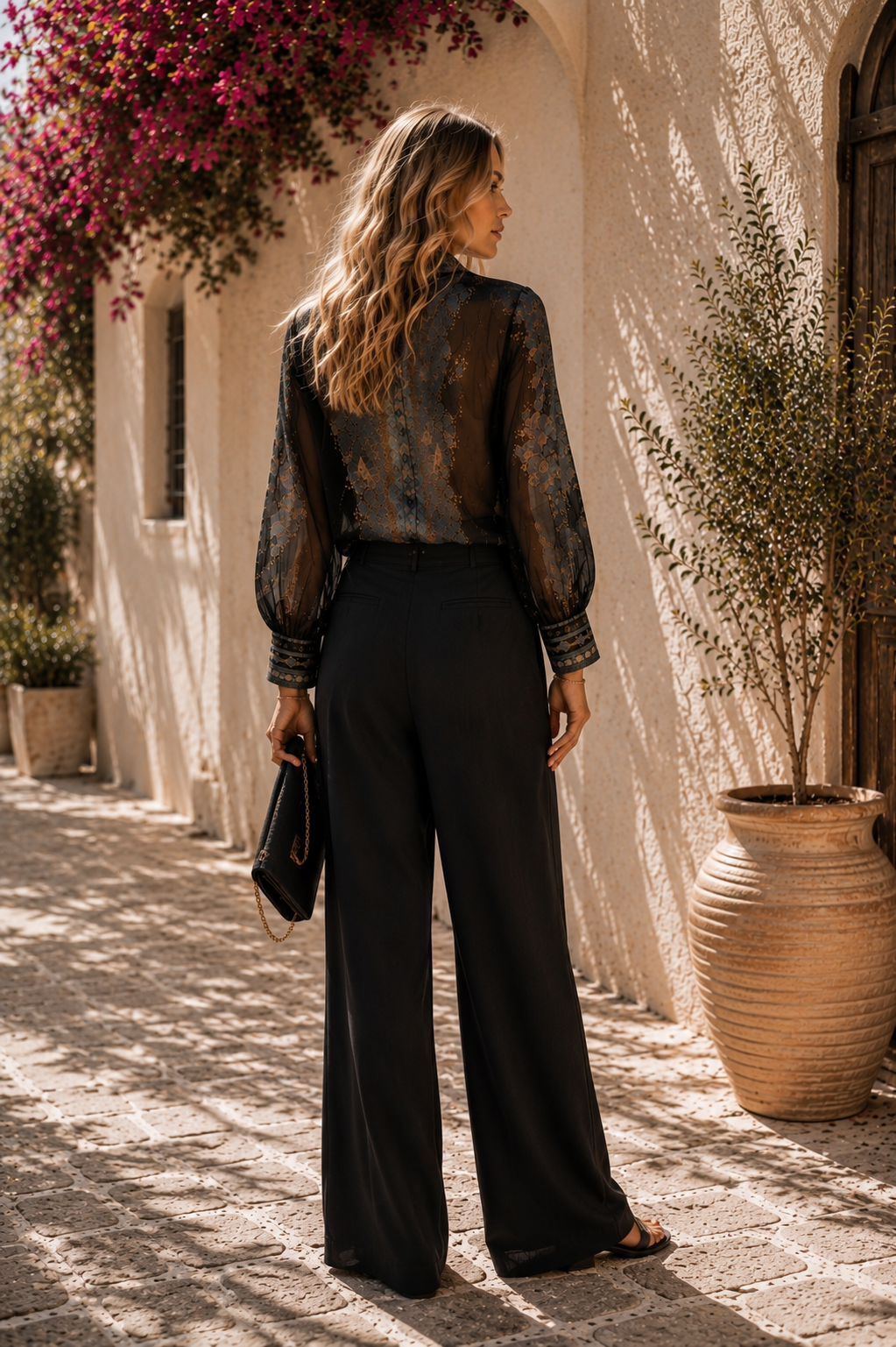 Midnight Garden Chiffon Blouse