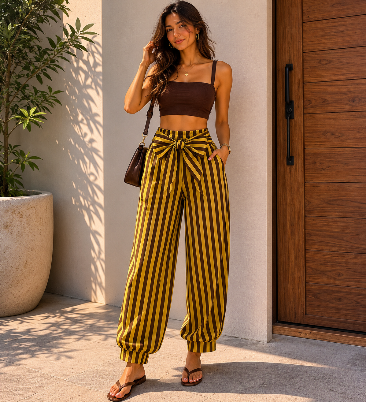 Striped ribbon pants