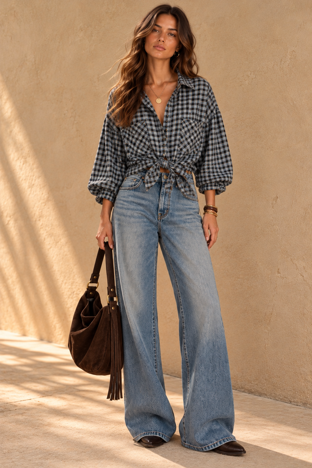 Silver Mist Plaid Wool-Cotton Shirt