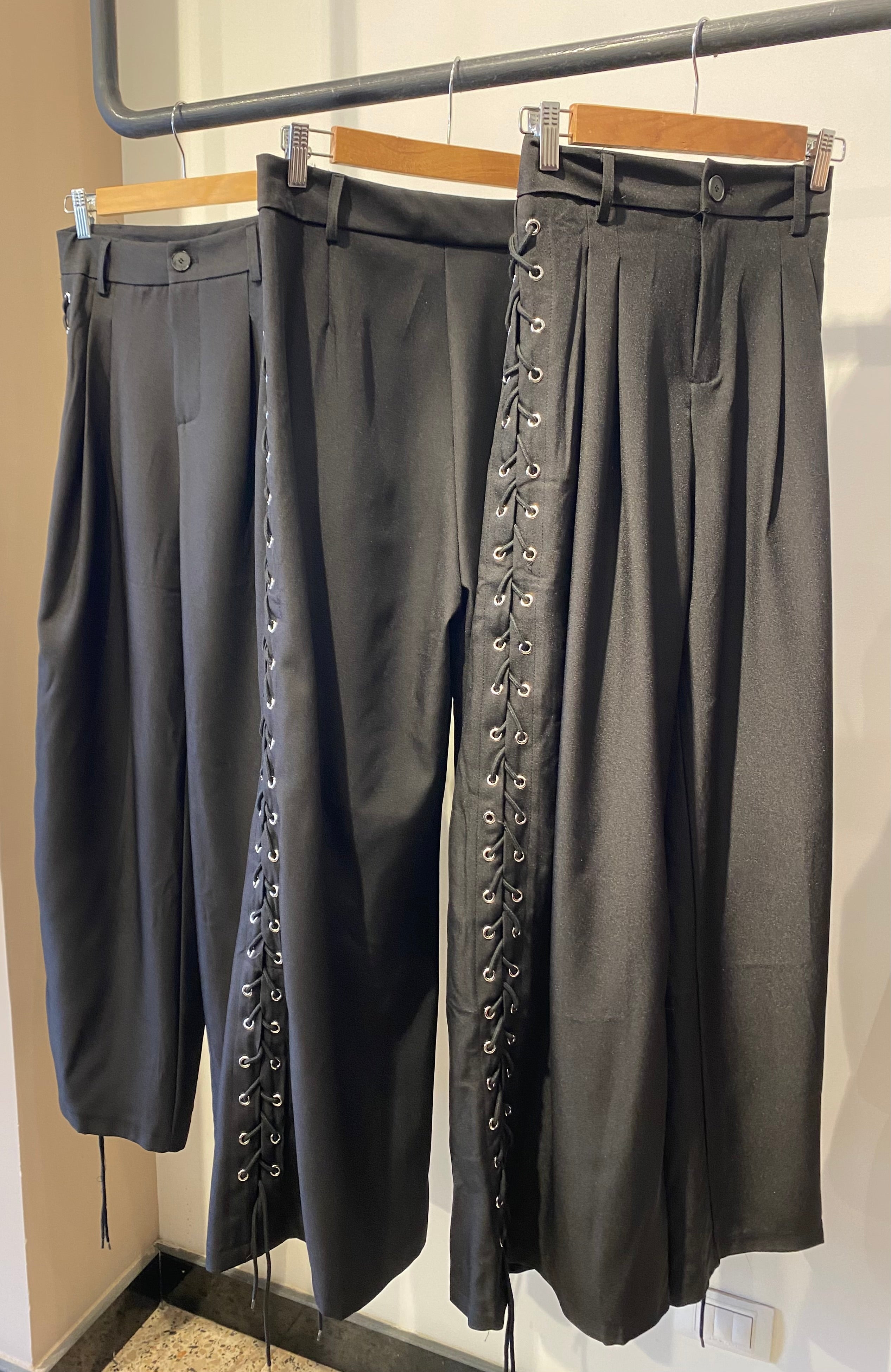 Wide-Leg Lace-Up Pants