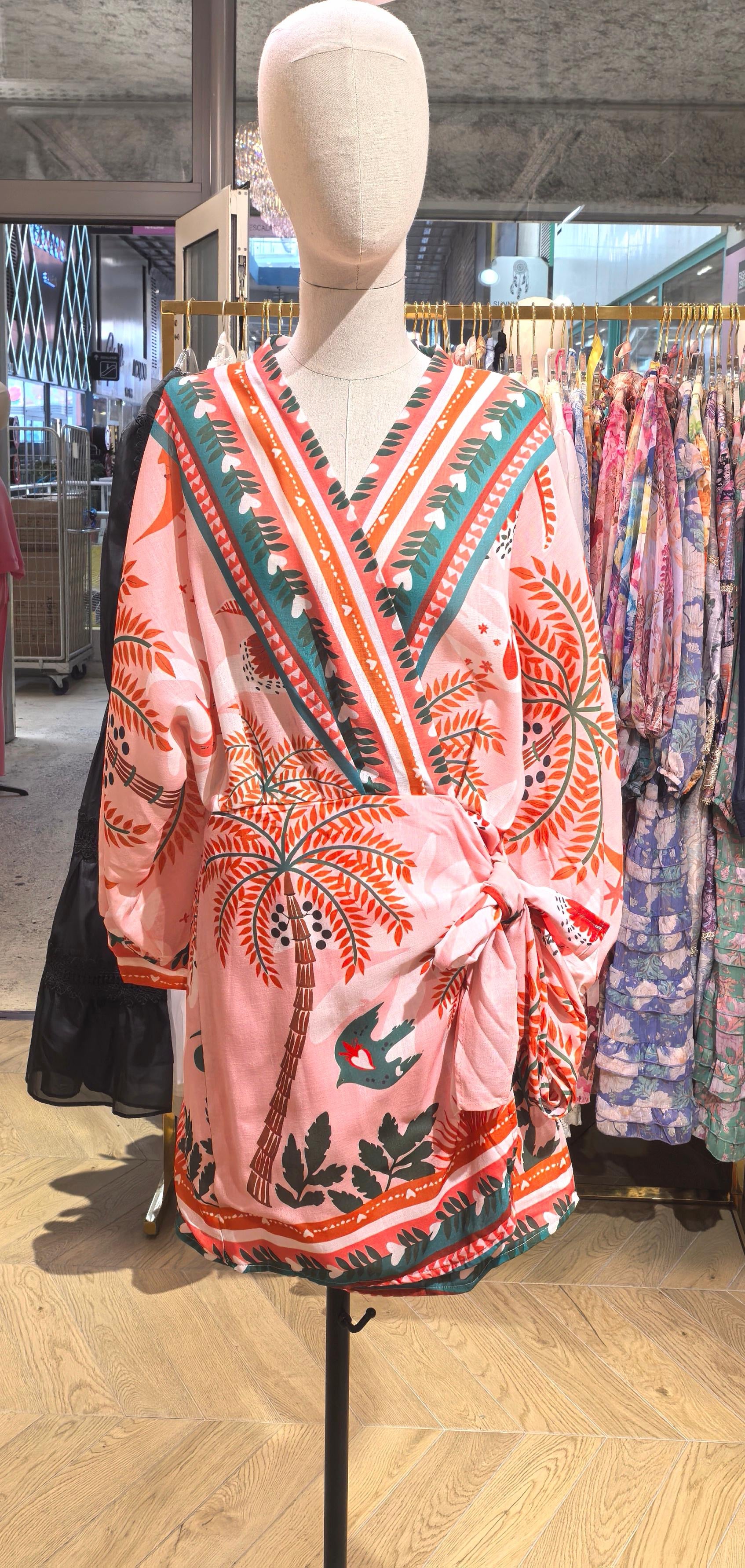 Tropical Print Cross-Back  Dress