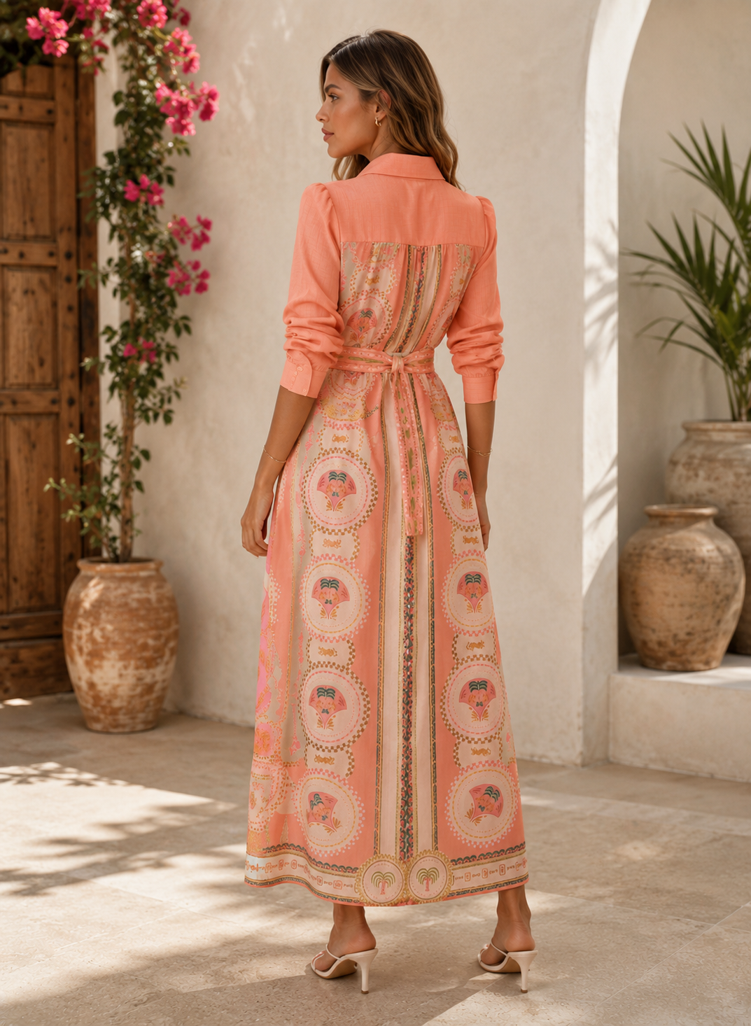 Peach Modest Maxi Dress