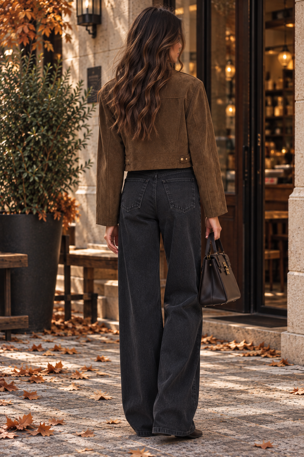 Brown Suede Cropped Jacket
