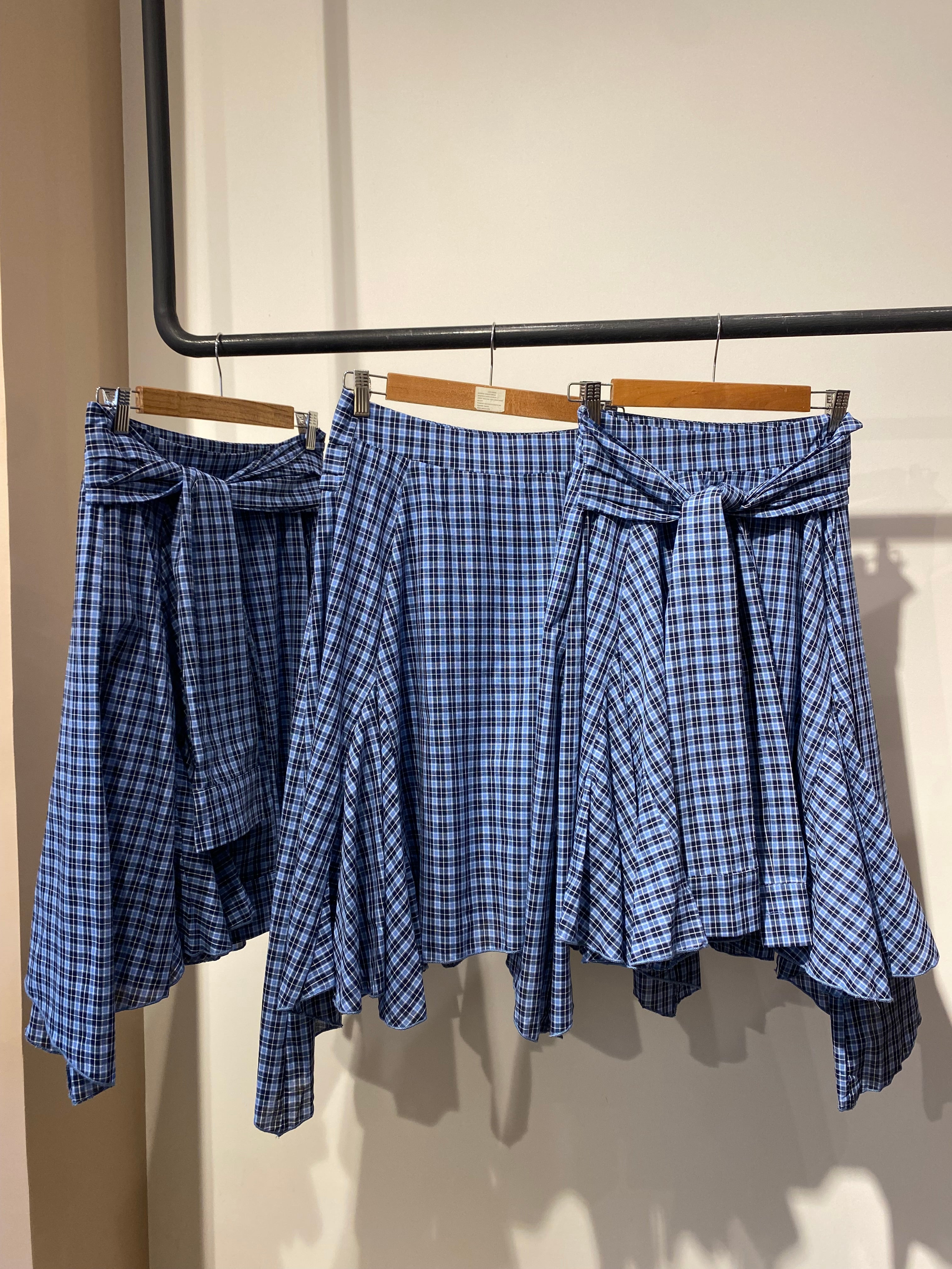 Asymmetrical Check Wrap Skirt