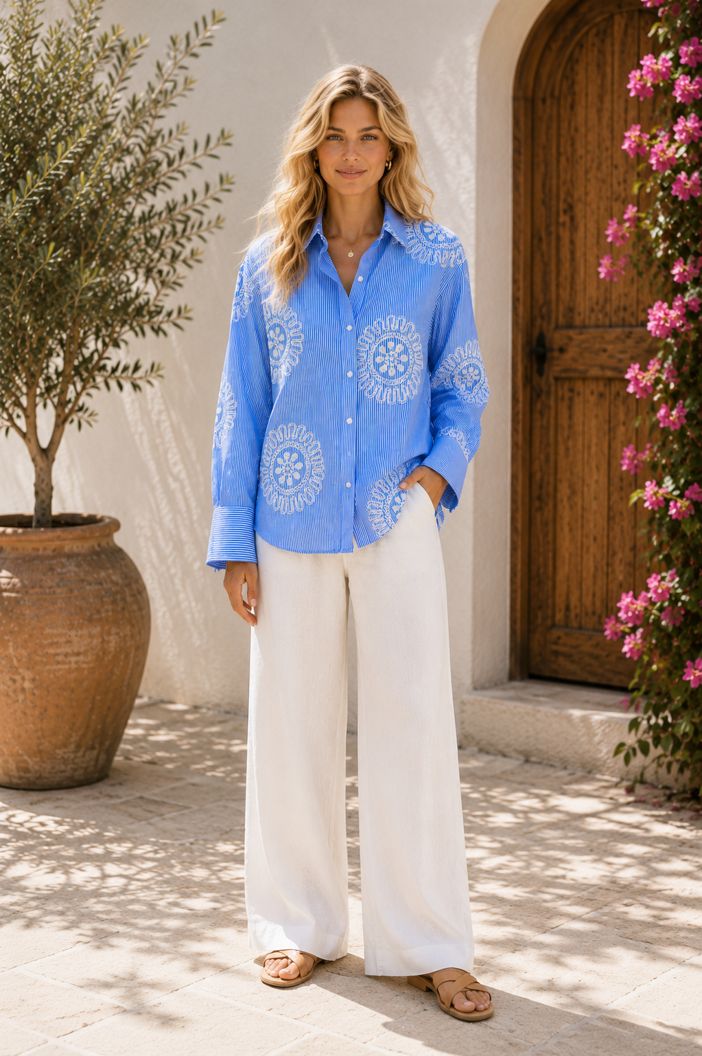 Embroidery Striped Shirt