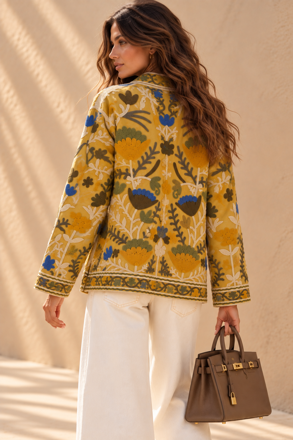 The Floriana Mustard Botanical Jacket