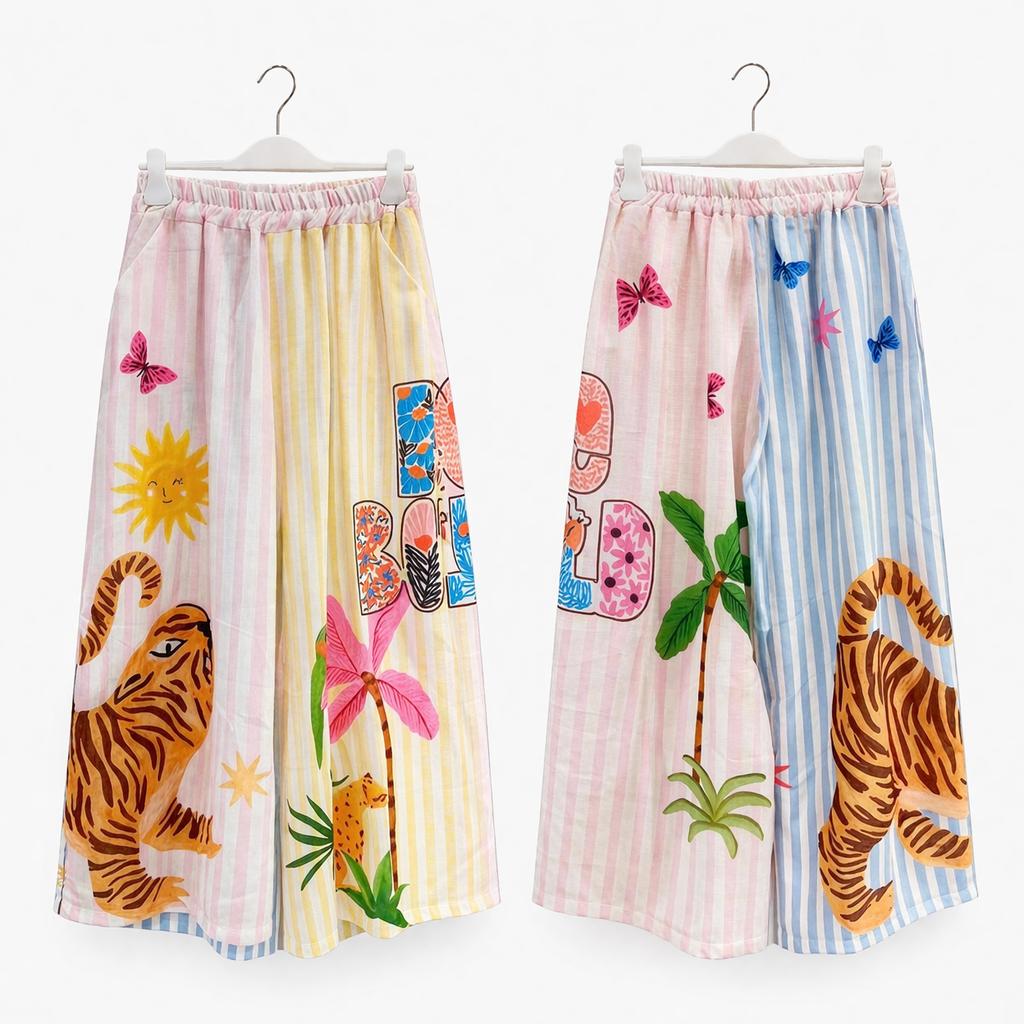 Tropical Print Loose Shirt & Pants Set