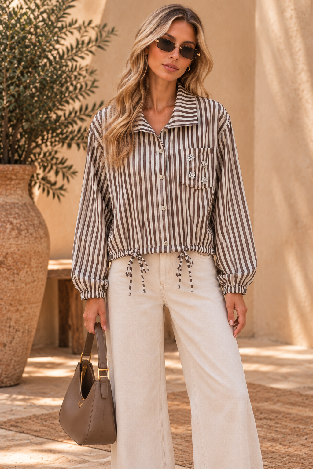 Striped Velvet Shirt Jacket
