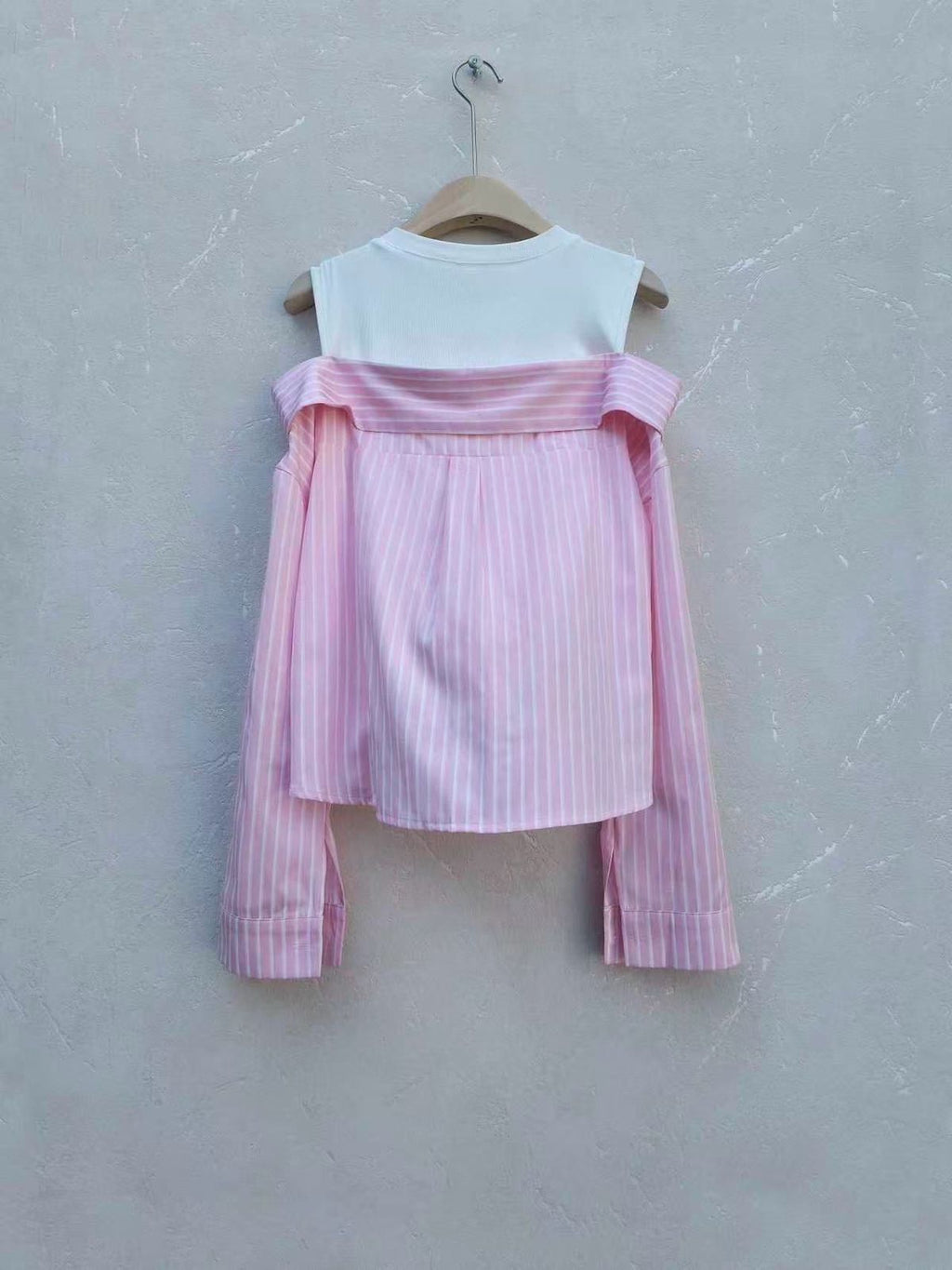 Off Shoulder Striped Shirt Top