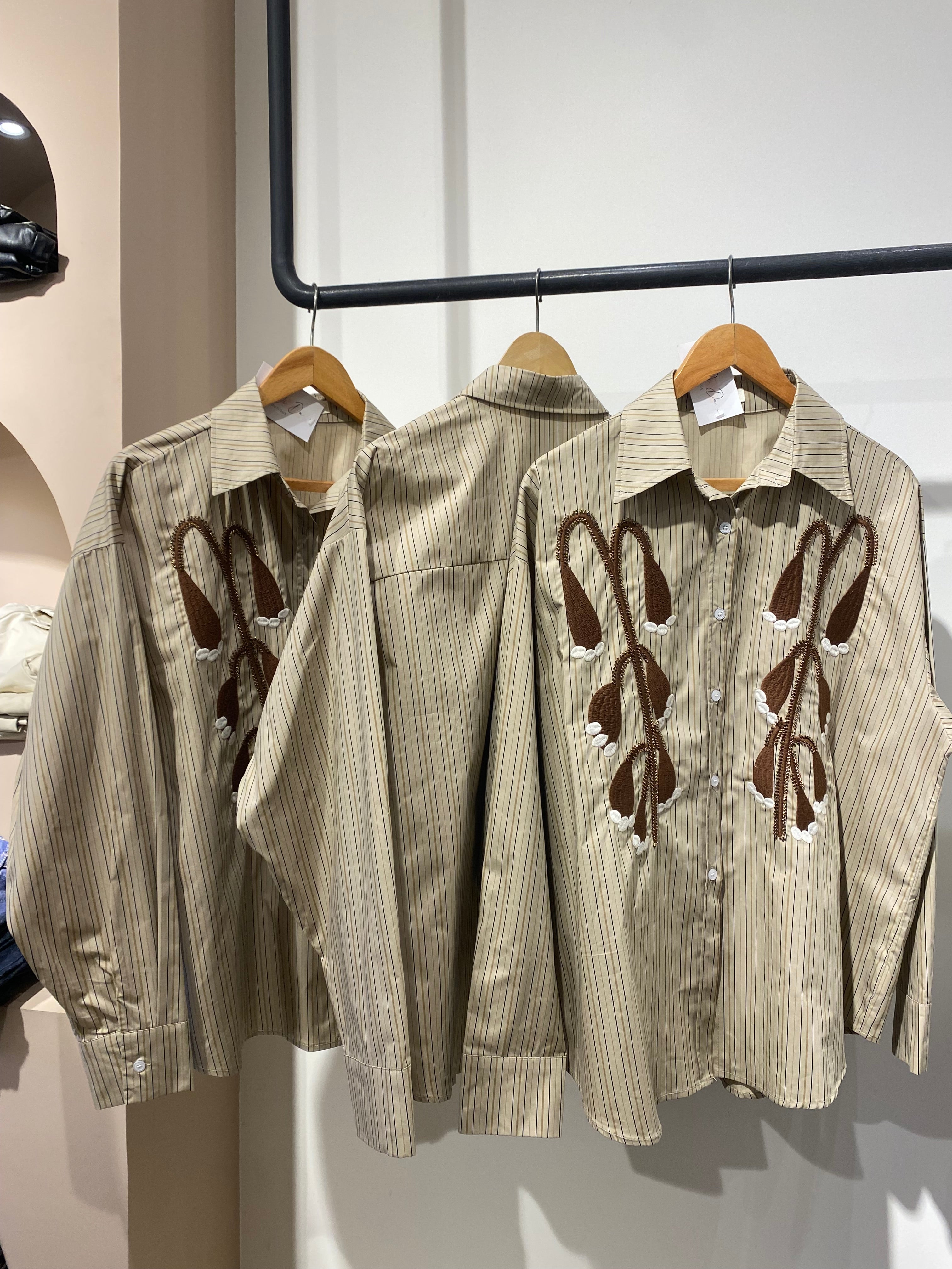 Embroidered Statement Stripe Shirt