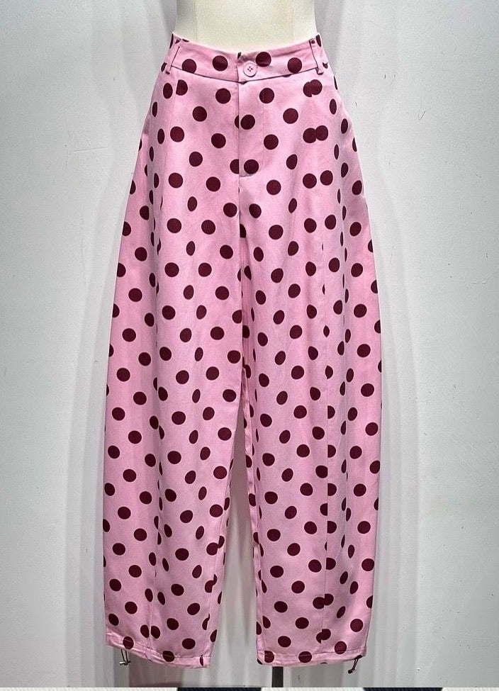 Dolce Polka Dot Wide-Leg Pants