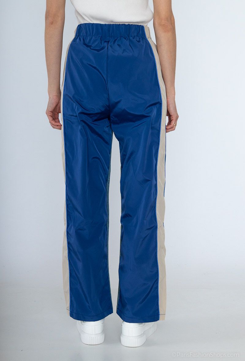 Contrast Wide-Leg Denim Pants