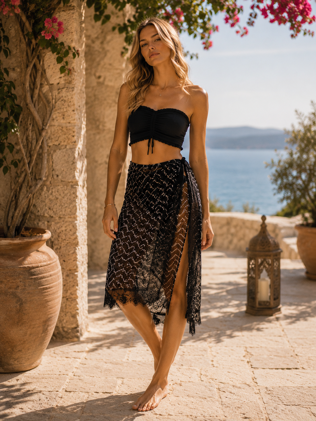 Black Sheer Cover-Up Skirt