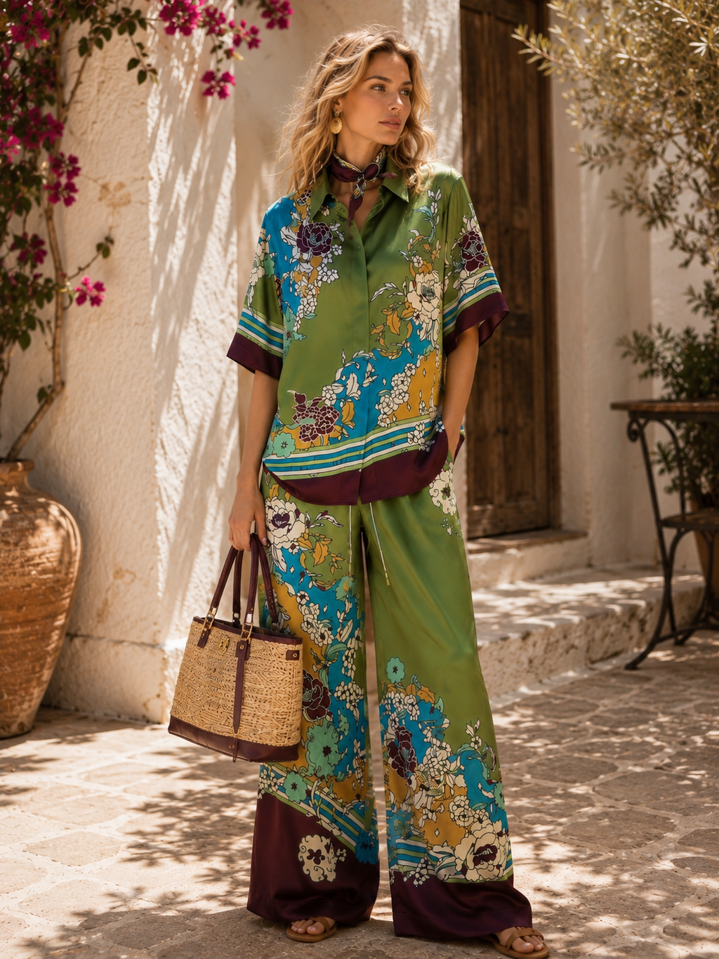 The Garden Reverie Satin Set