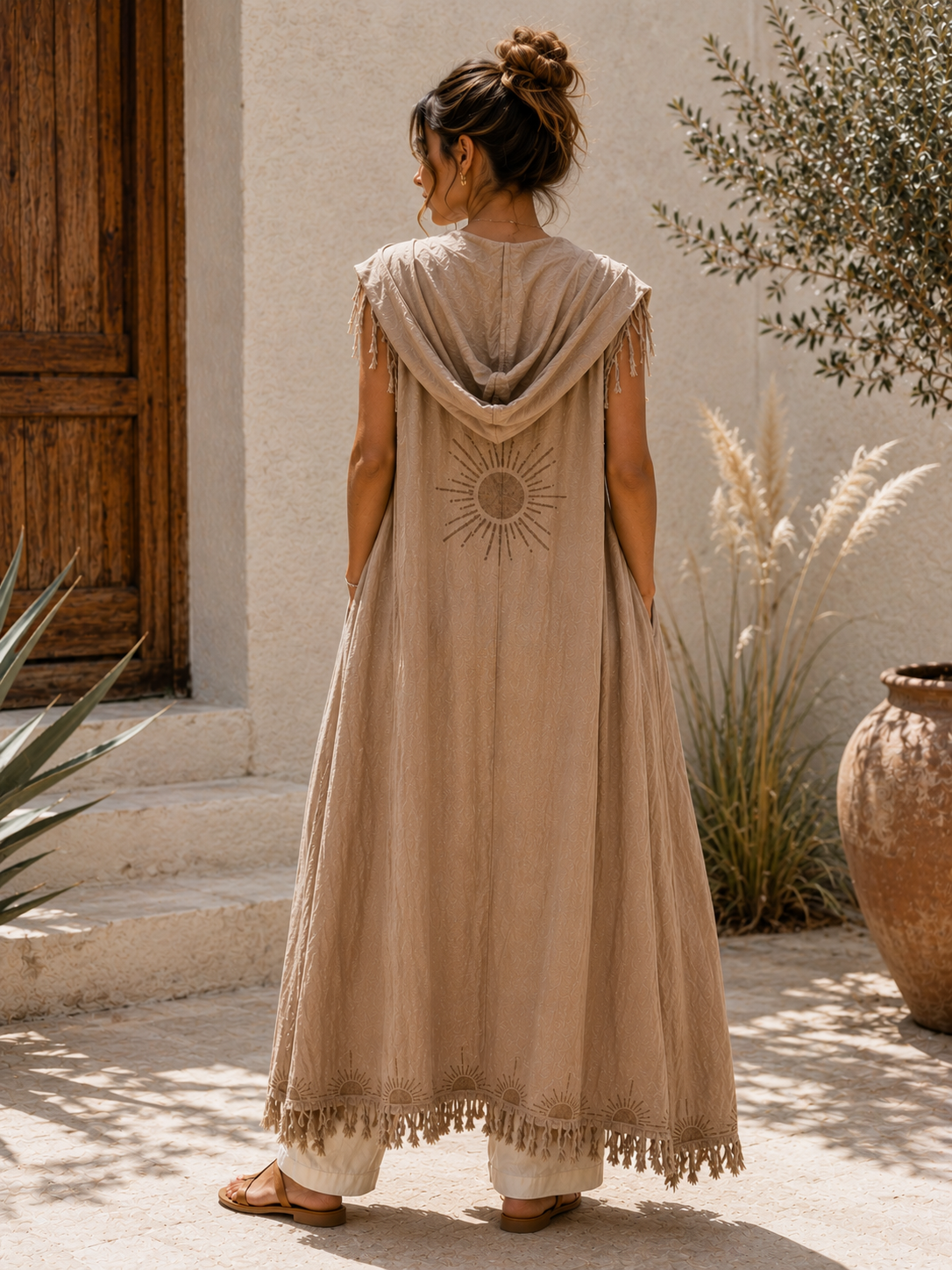 Boho Printed Linen Vest