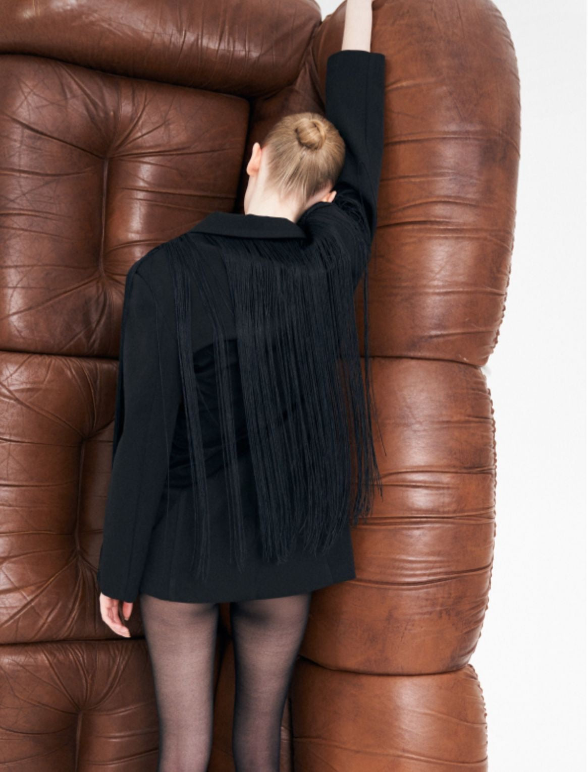 Black Fringe Blazer Dress