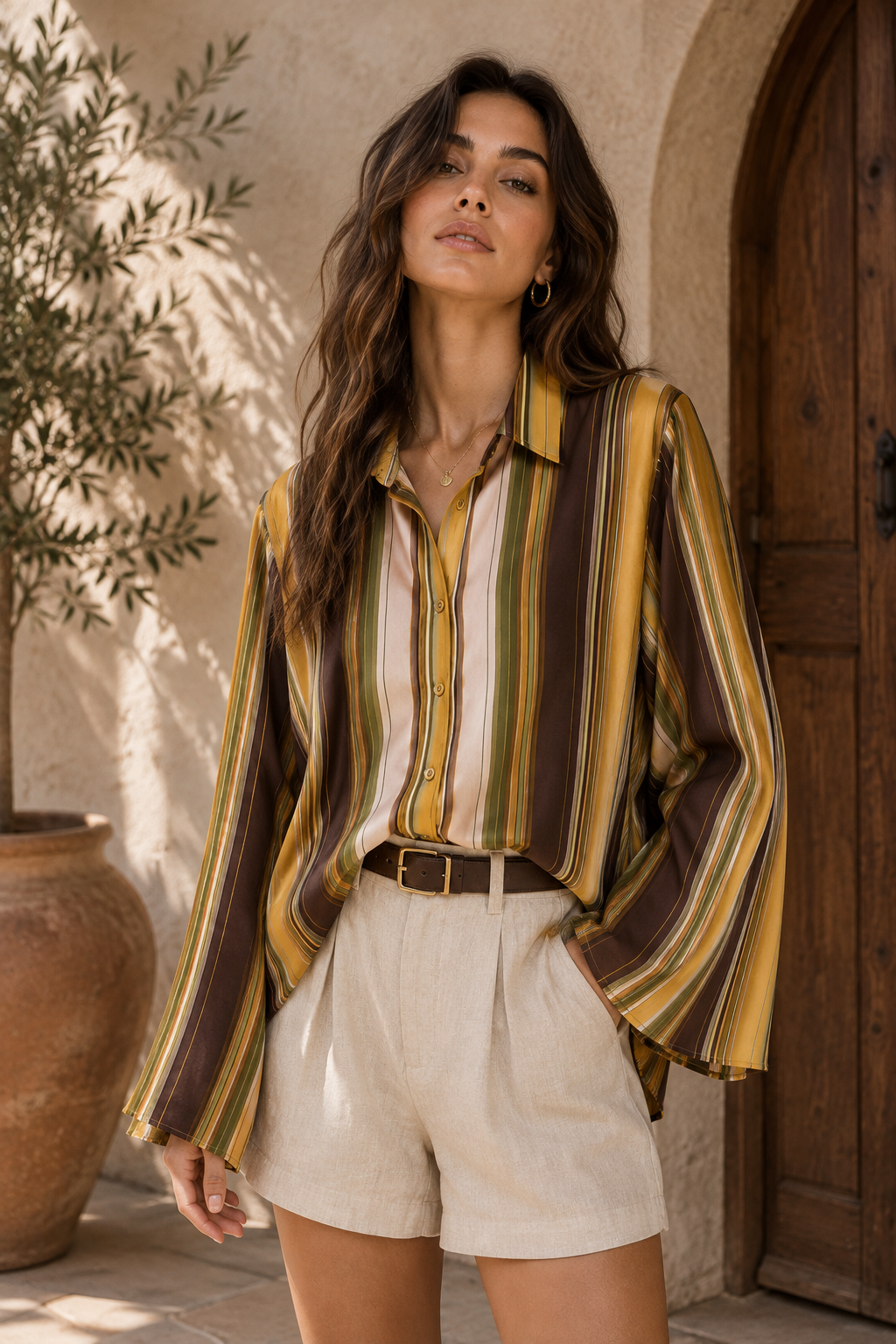 The Souk Stripe Blouse – Ochre & Earth