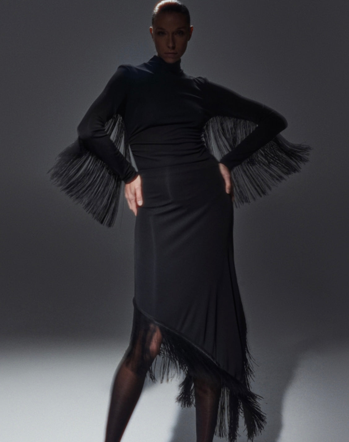 Black Fringe Bodysuit