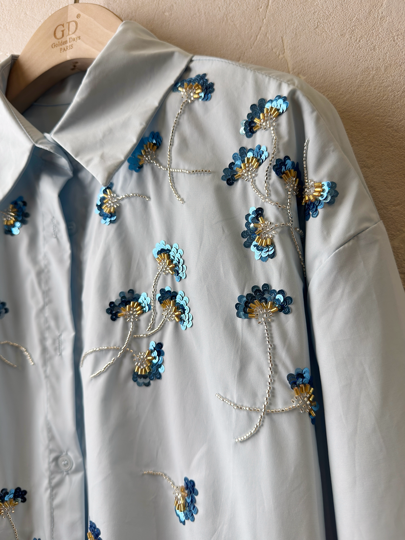 Blue Embellished Blouse