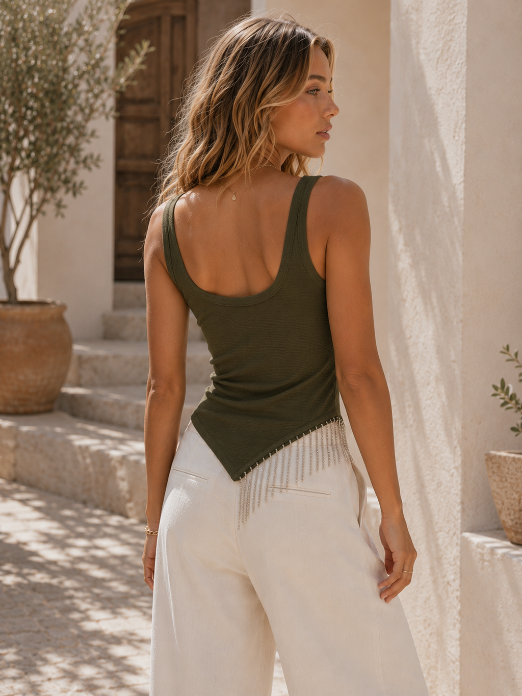 The Olive Fringe Tank