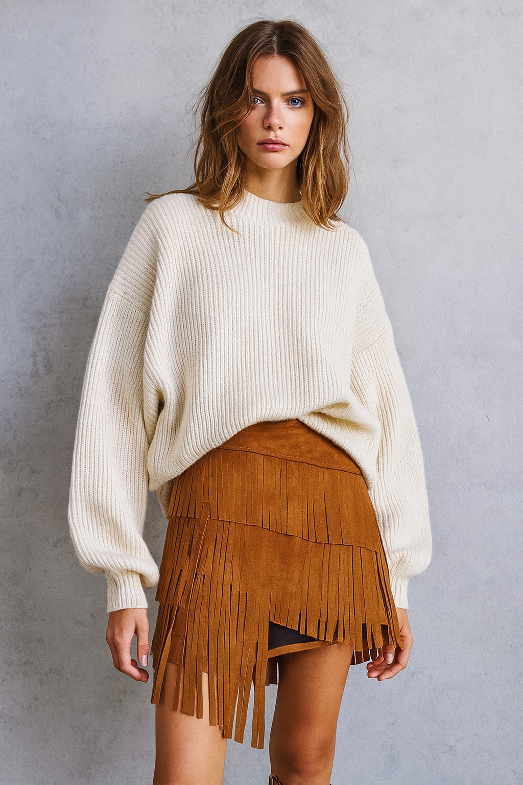 Fringed Suede Mini Skirt