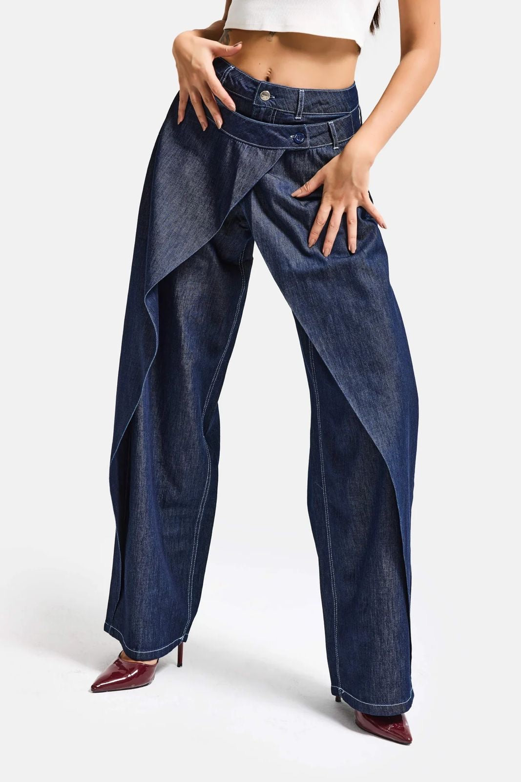 Dark denim Cross-Front Jeans