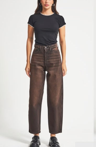 Washed Cocoa Tapered Jeans