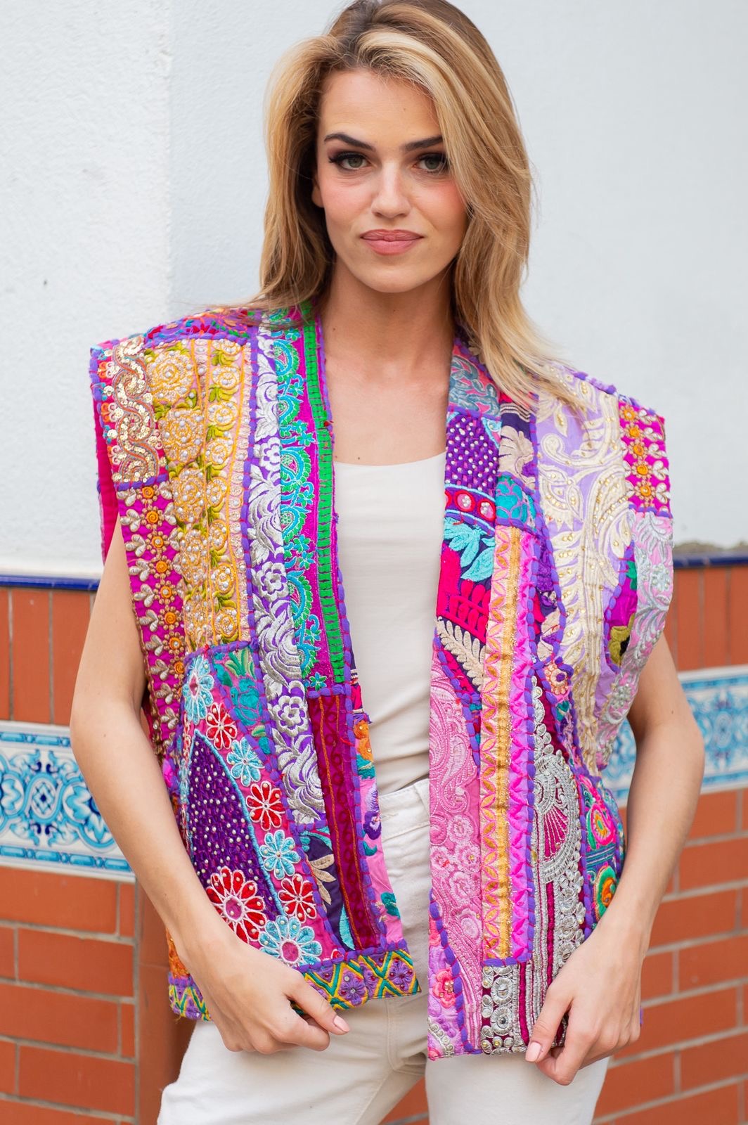 Vibrant Patchwork Embroidered Vest