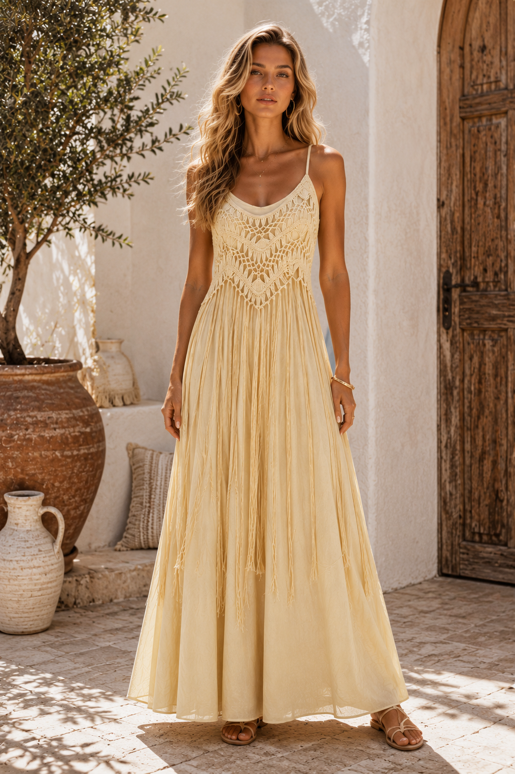 The Crochet Linen Maxi Dress